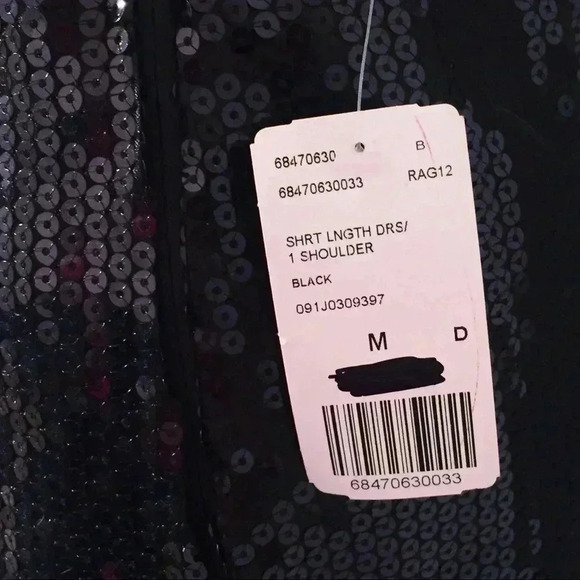 NWT Forever 21 Black Sequin One Shoulder Cocktail Club Dress - Picture 4 of 7